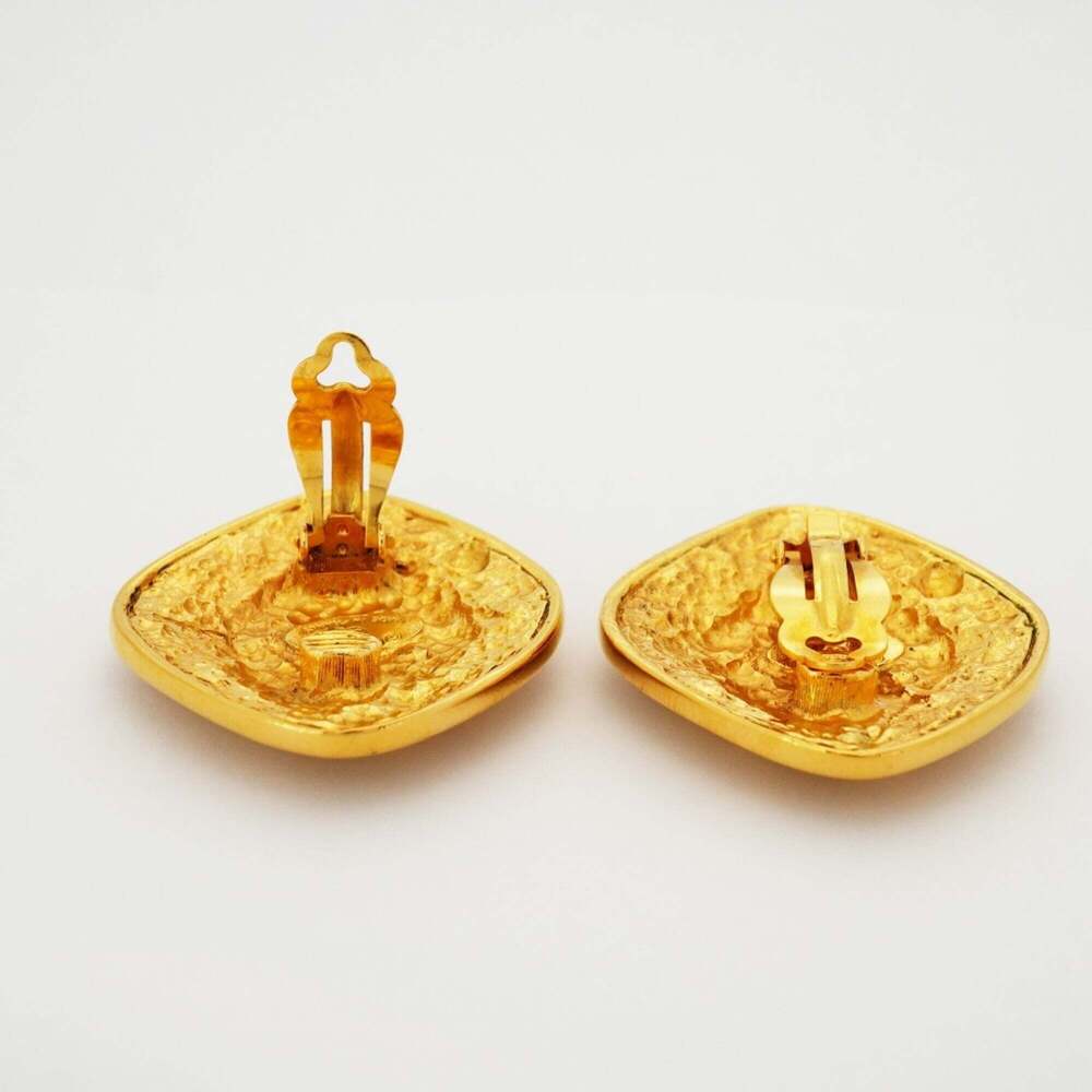 CHANEL Gold Diamond Logo Earrings - Picture 3 of 6